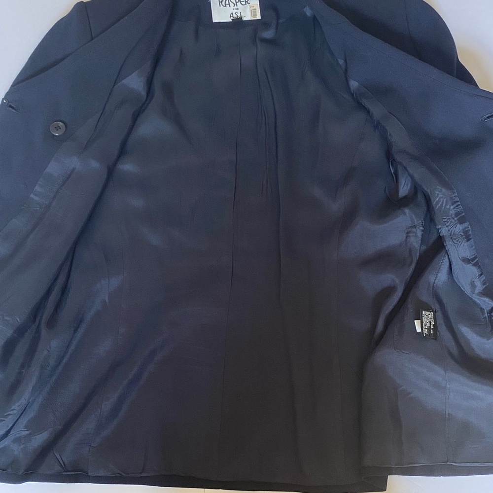 Kasper Double-Breasted Dark Navy Blue Blazer with Gold Tone Buttons - Picture 6 of 8